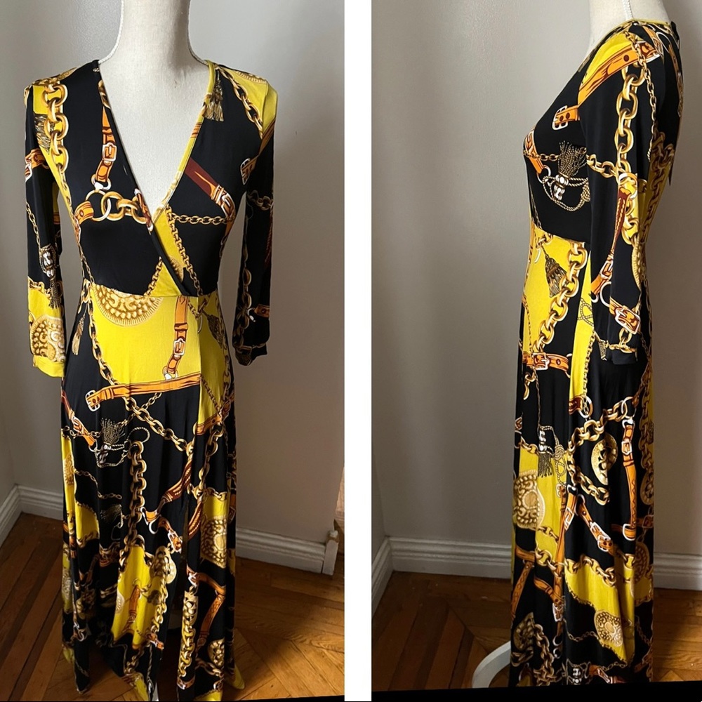 Celebrity fashion chain print long dress with side slit, from HERA COLLECTION!
